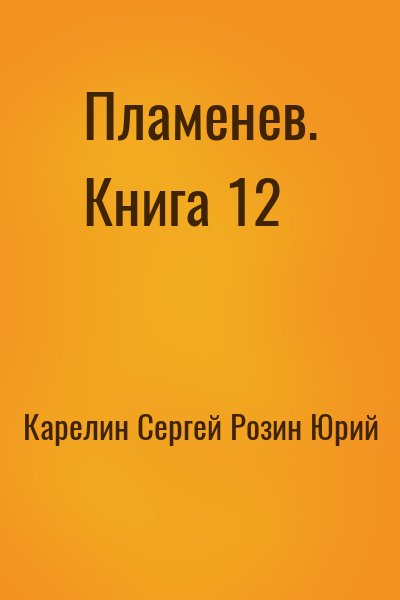 Карелин Сергей, Розин Юрий - Пламенев. Книга 12