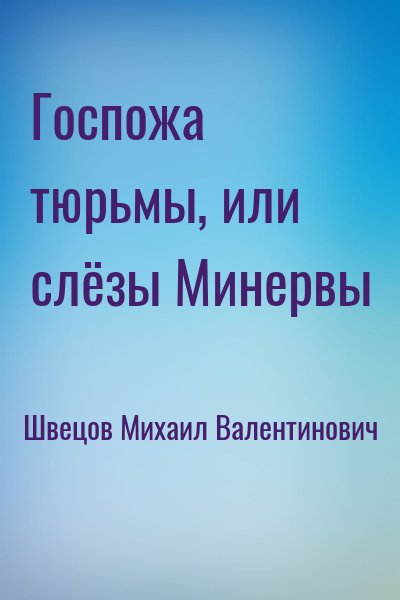 Швецов Михаил Валентинович - Госпожа тюрьмы, или слёзы Минервы