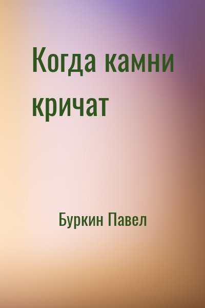Буркин Павел - Когда камни кричат