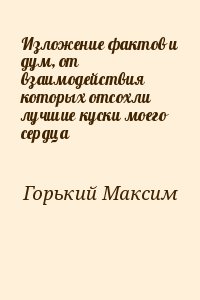 Горький Максим - Изложение фактов и дум, от взаимодействия которых отсохли лучшие куски моего сердца