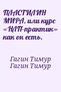 Гагин Тимур, Гагин Тимур - ПЛАСТИЛИН МИРА, или курс «НЛП-практик» как он есть.