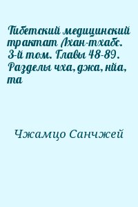 Чжамцо Санчжей - Тибетский медицинский трактат Лхан-тхабс. 3-й том. Главы 48-89. Разделы чха, джа, нйа, та