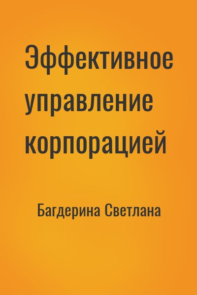 Багдерина Светлана - Эффективное управление корпорацией